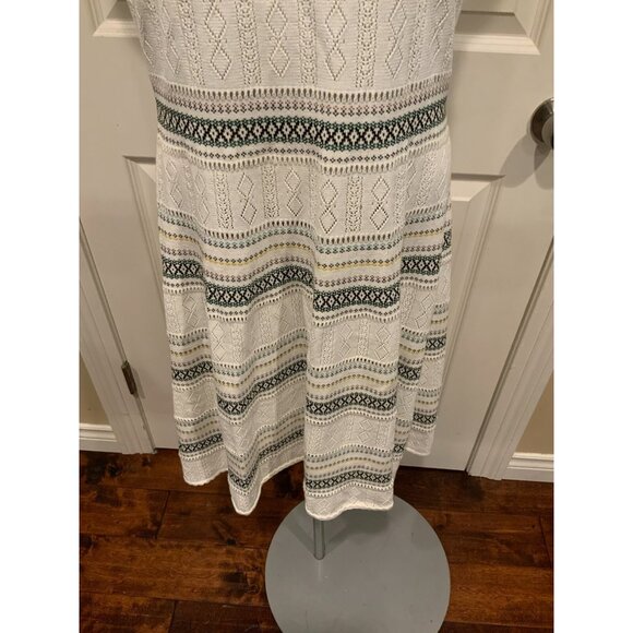 Carolina Herrera White Striped Knit Sleeveless Dress, Size Large - Picture 3 of 7